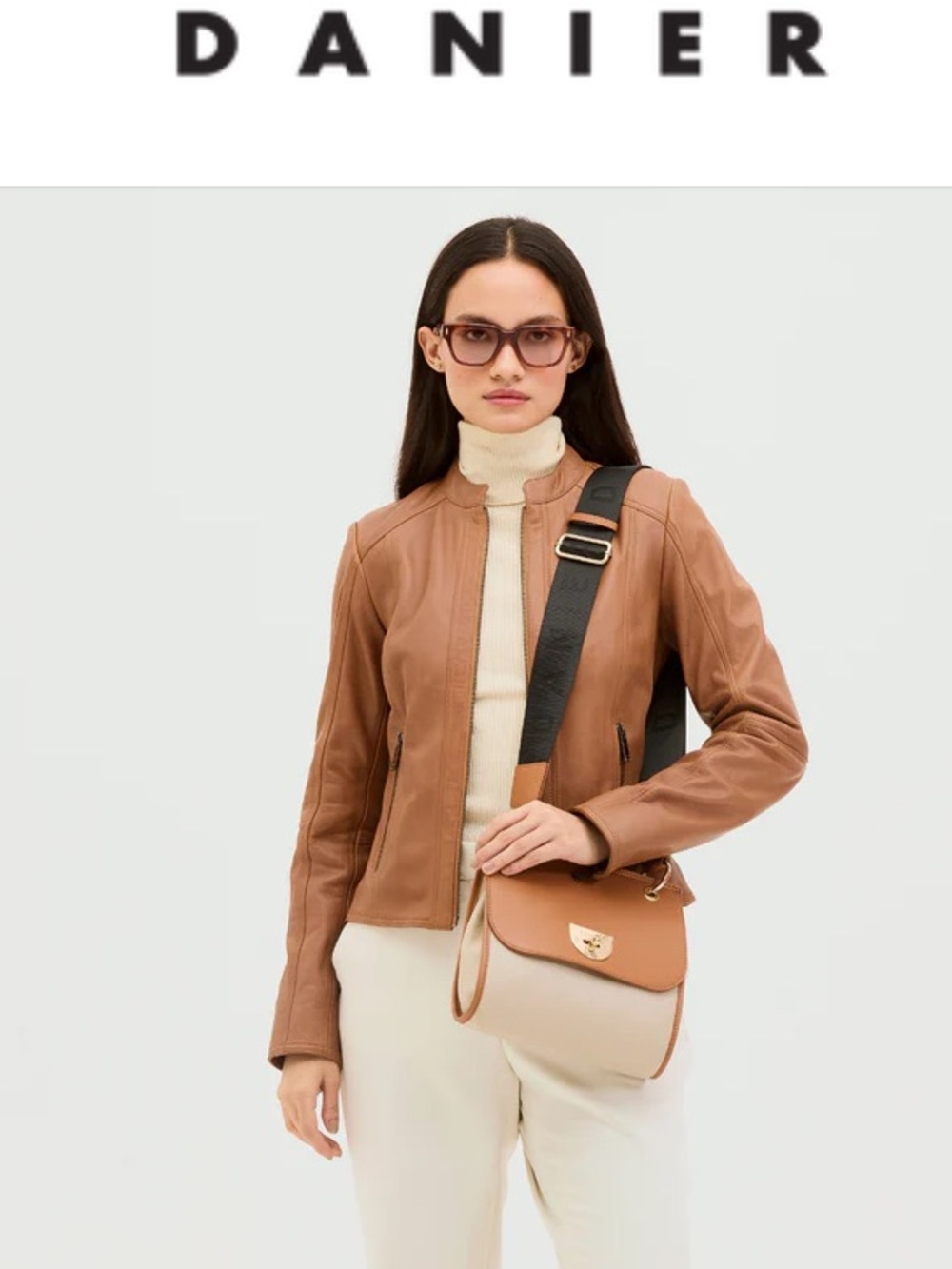 Danier ANYA Tan Leather Moto-Style Zip Jacket (currently for sale on website)